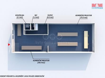 Pronájem - obchodní prostor, 124 m²