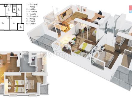 Prodej bytu, 3+kk, 87 m²