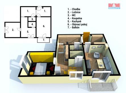 Prodej bytu, 2+1, 59 m²