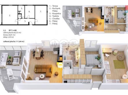 Prodej bytu, 3+kk, 82 m²