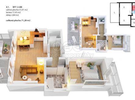 Prodej bytu, 2+kk, 51 m²