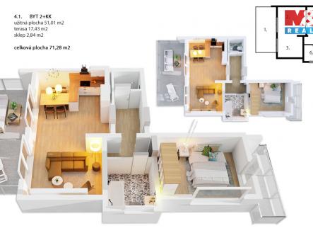 Prodej bytu, 2+kk, 51 m²