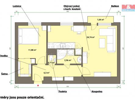 Prodej bytu, 2+1, 47 m²