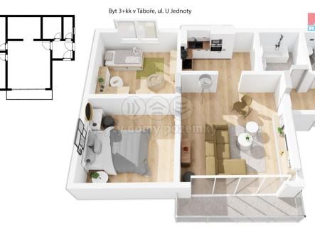 Prodej bytu, 3+kk, 73 m²