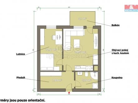 Pronájem bytu, 2+kk, 49 m²