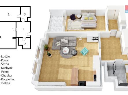 Pronájem bytu, 2+kk, 48 m²