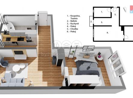 Prodej bytu, 2+1, 57 m²