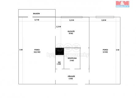 Prodej bytu, 2+1, 49 m²