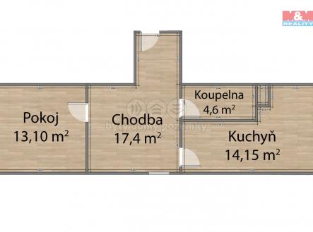 Pronájem bytu, 3+kk, 45 m²