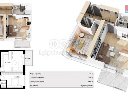 Prodej bytu, 2+kk, 56 m²