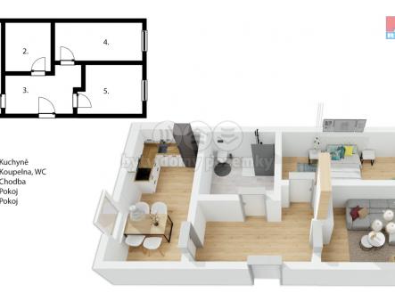 Prodej bytu, 2+1, 51 m²