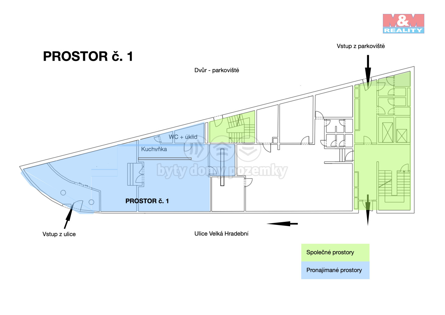 Půdorys pronájmu prvních nabídky prostor o 130 m2