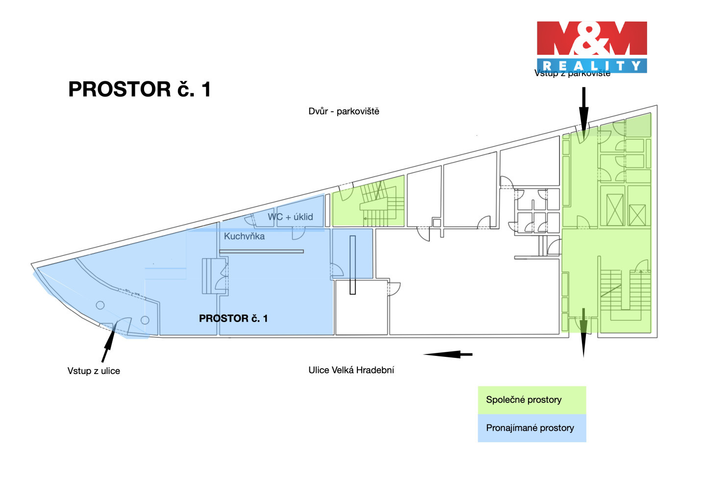 Půdorys pronájmu prvních nabídky prostor o 130 m2