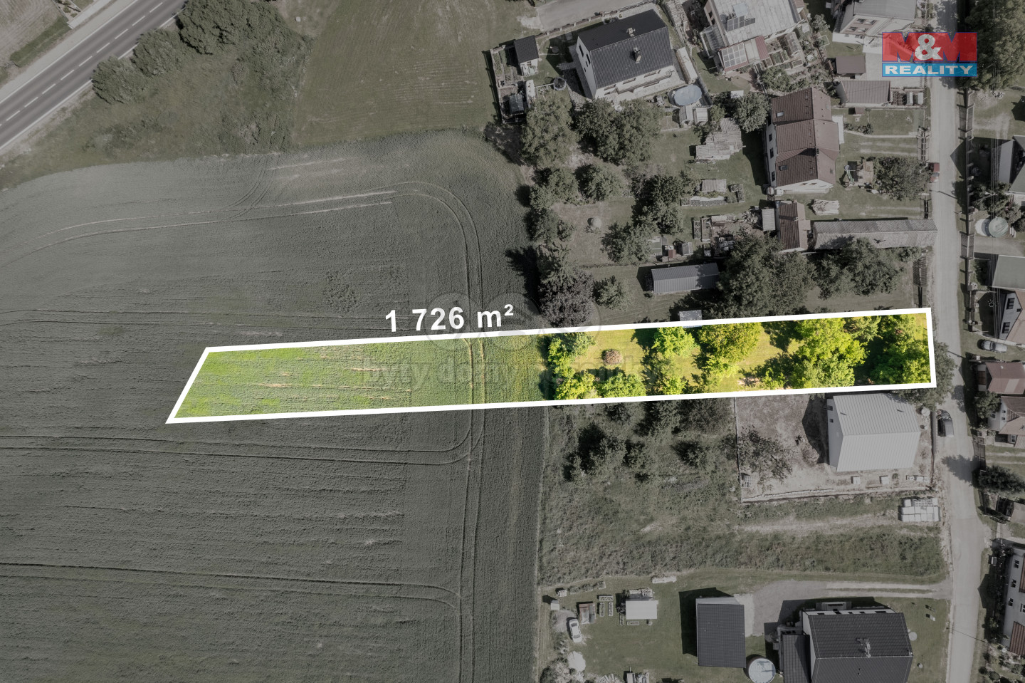 Letecký pohled na pozemek