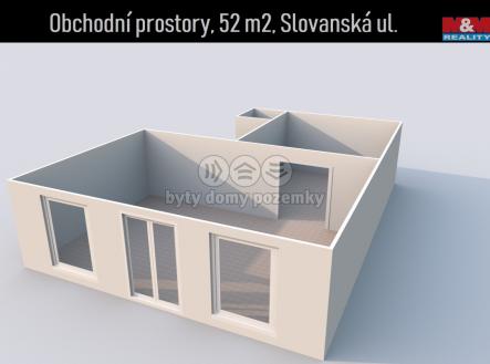 Pronájem - obchodní prostor, 52 m²