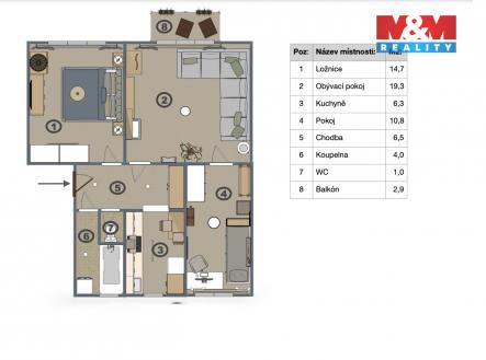 Prodej bytu, 3+1, 63 m²