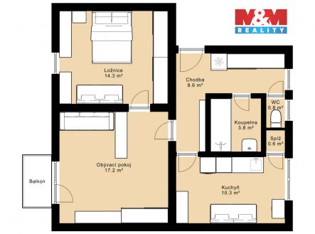 Prodej bytu, 2+1, 62 m²