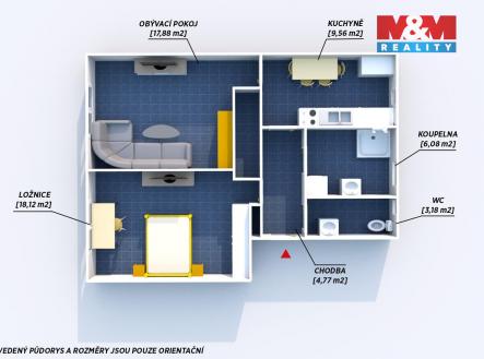 Pronájem bytu, 2+1, 60 m²