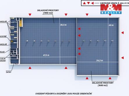 Pronájem výrobní prostor, 1 866 m²