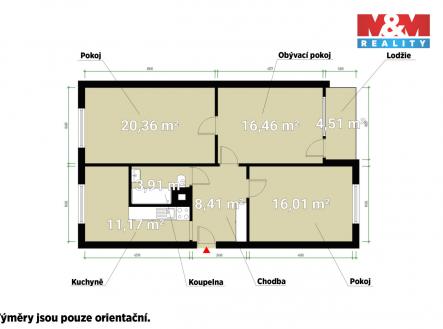 Pronájem bytu, 3+1, 77 m²