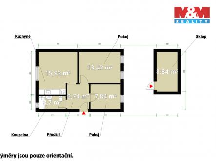 Pronájem bytu, 2+1, 46 m²