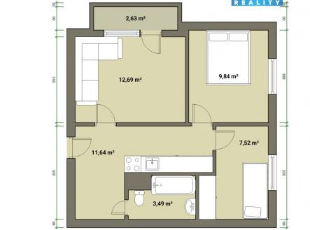 Pronájem bytu, 3+1, 45 m²