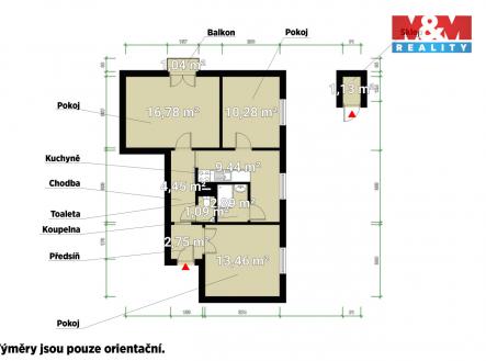 Pronájem bytu, 3+1, 61 m²