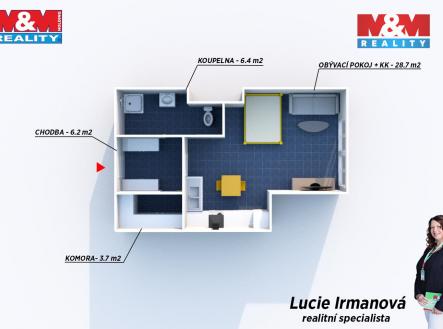 Pronájem bytu, 1+kk, 45 m²