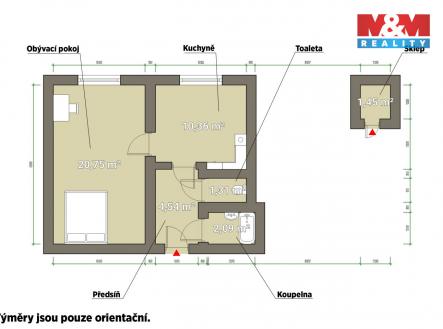 Pronájem bytu, 1+1, 39 m²