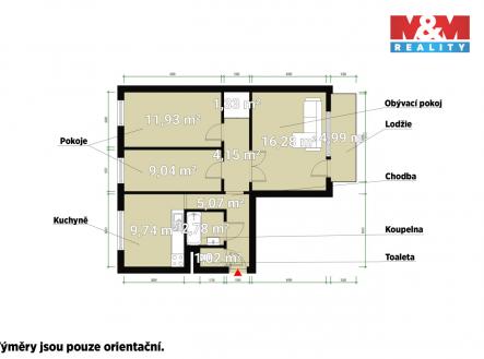 Pronájem bytu, 3+1, 61 m²