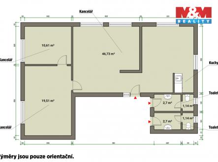 Pronájem kanceláře, 80 m²
