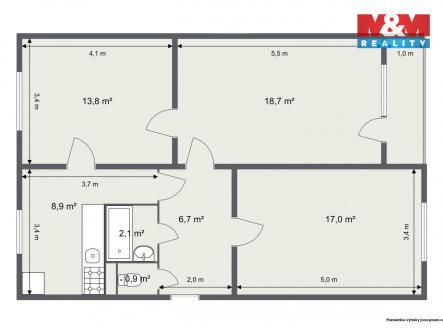 Prodej bytu, 3+1, 70 m²