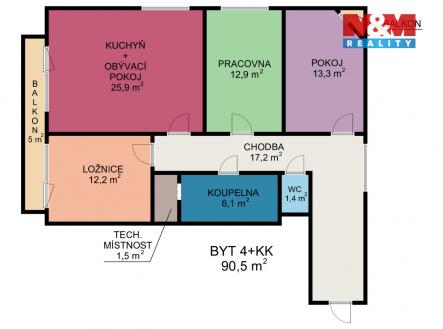 Prodej bytu, 4+kk, 103 m²