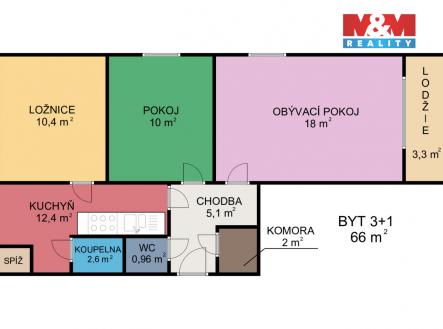Prodej bytu, 3+1, 66 m²