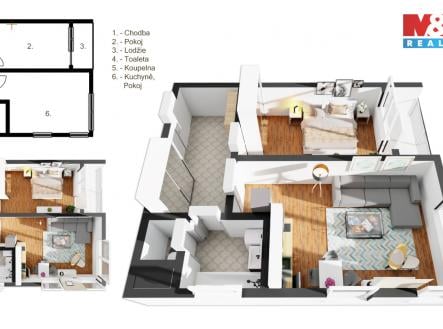 Pronájem bytu, 2+kk, 56 m²