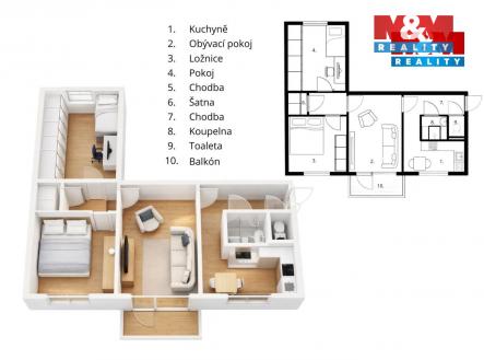 Prodej bytu, 3+1, 73 m²