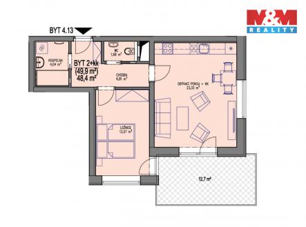 Prodej bytu, 2+kk, 49 m²