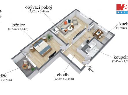 Prodej bytu, 2+1, 61 m²