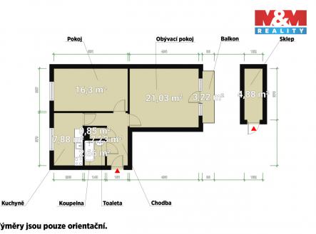 Prodej bytu, 2+1, 56 m²