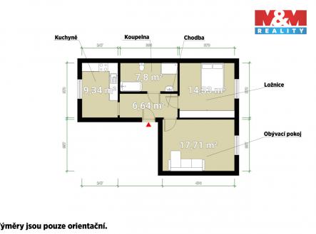 Pronájem bytu, 2+1, 56 m²