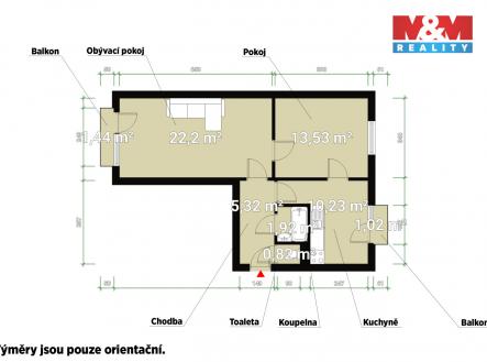 Prodej bytu, 2+1, 53 m²