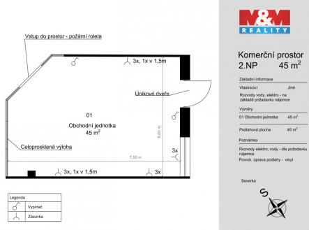 Pronájem obchodní prostor, 45 m²