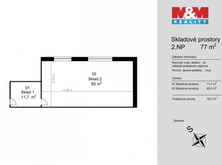 Pronájem skladovací prostor, 77 m²
