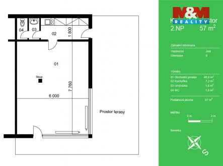 Pronájem obchodní prostory, 57 m²