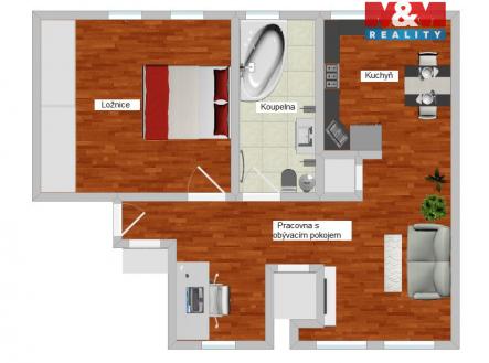 Pronájem bytu, 2+kk, 73 m²