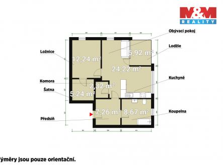 Pronájem bytu, 2+kk, 57 m²