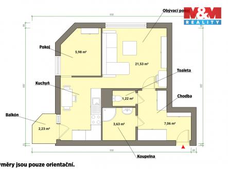 Pronájem bytu, 2+kk, 42 m²