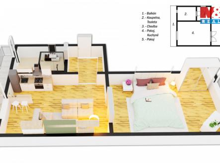Pronájem bytu, 2+kk, 47 m²