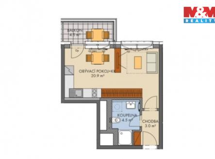 Pronájem bytu, 1+kk, 29 m²