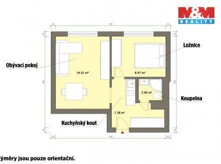 Pronájem bytu, 2+kk, 36 m²